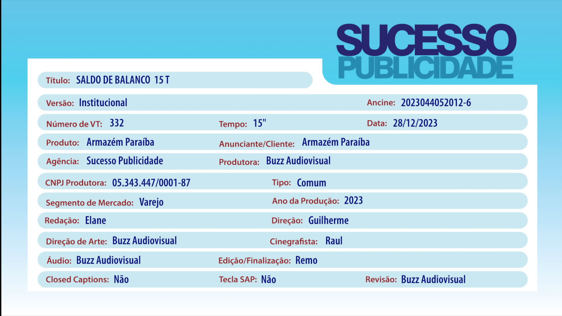 SALDO DE BALANCO 15T