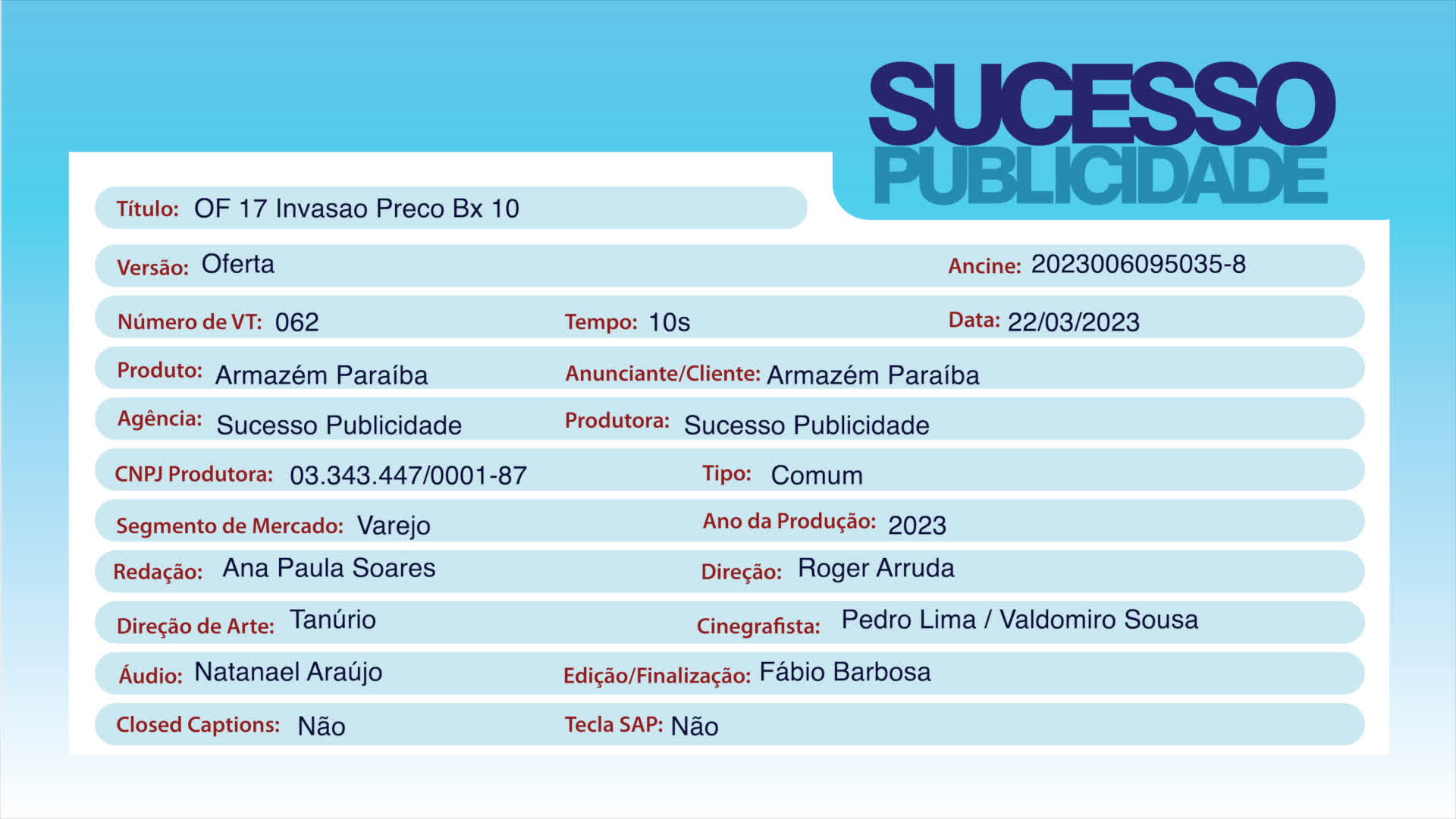 OF 17 Invasao Preco Bx 10