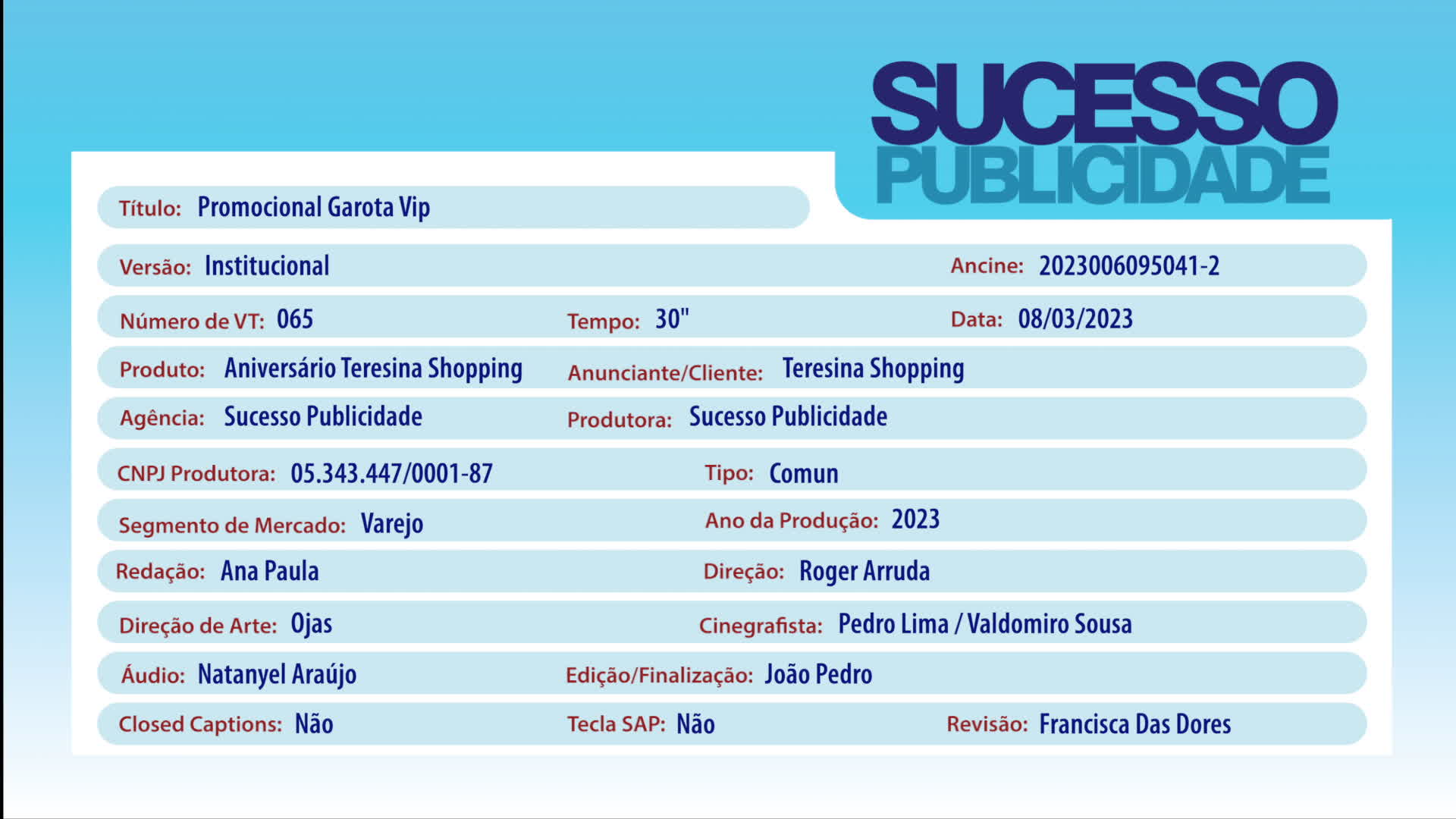 Promocional Garota Vip