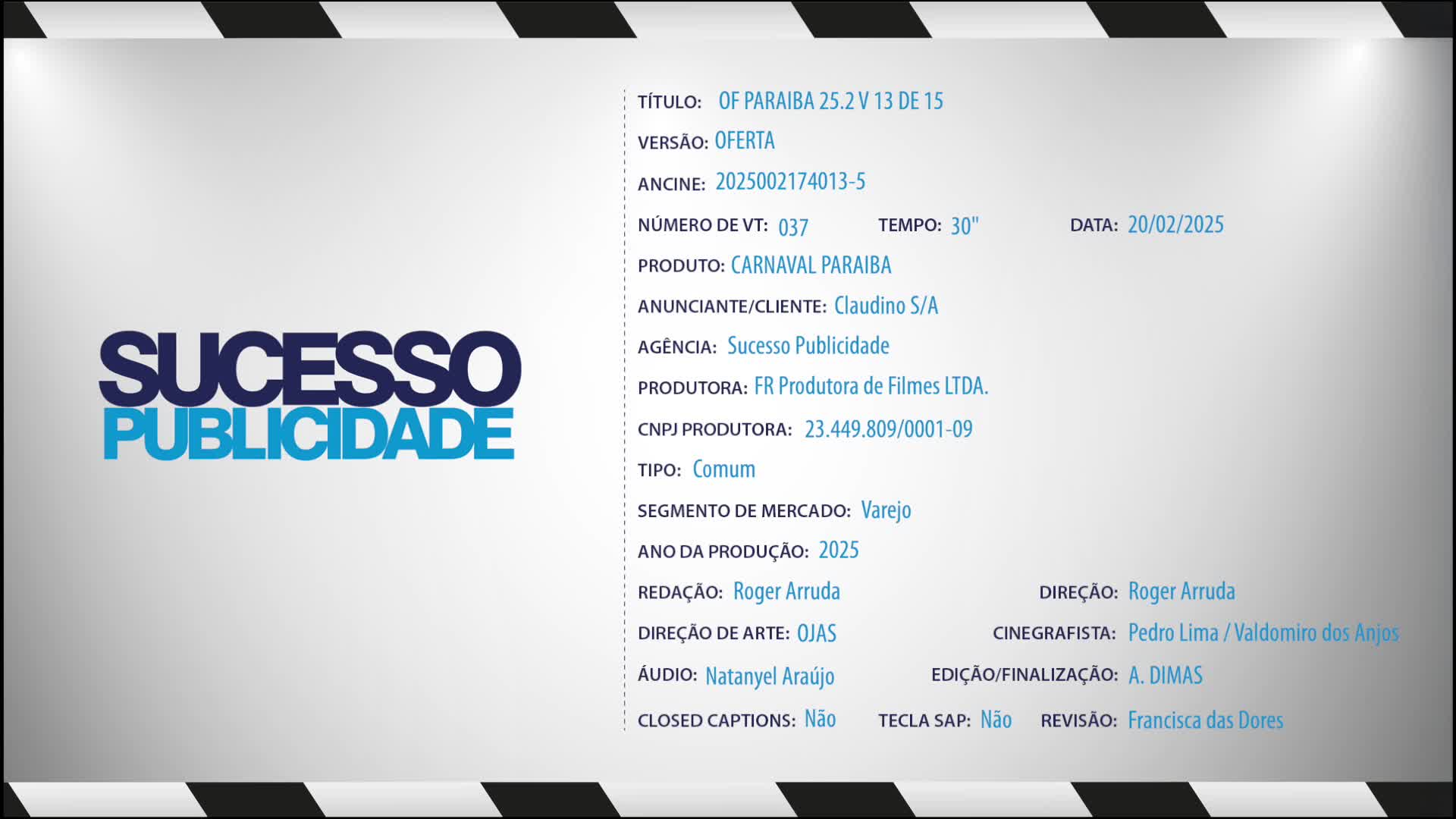 Of Paraiba 25.2 V 13 DE 15